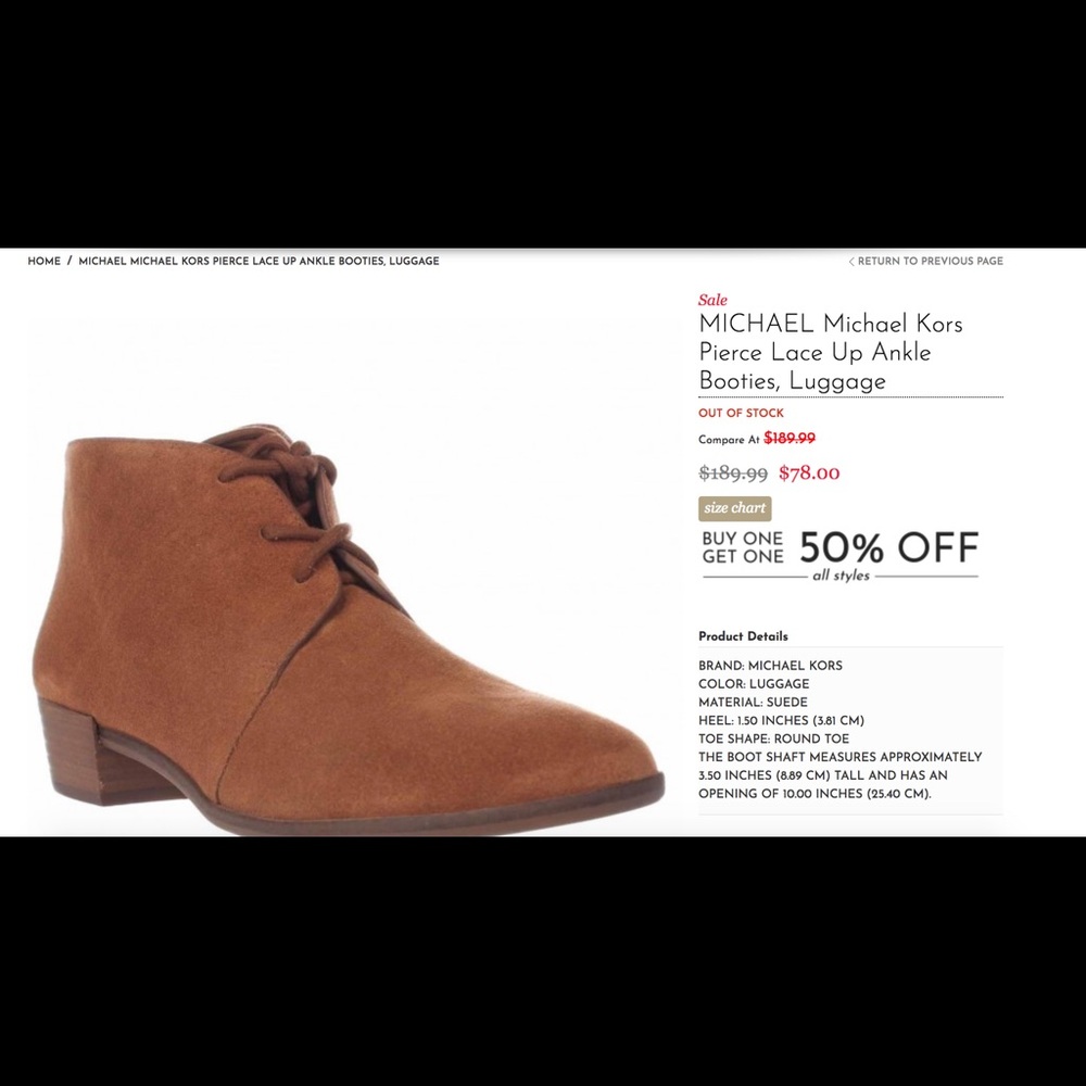 🆕Michael Kors Pierce Lace Up Ankle Bootie 7.5